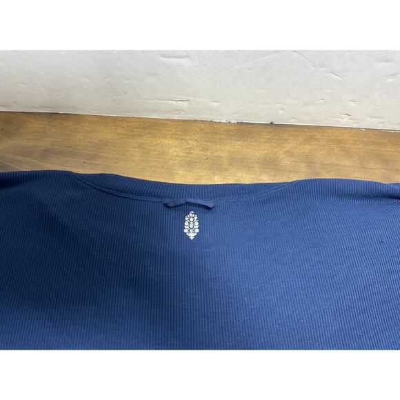 Free People Movement Navy Blue Layered Design Twice As Nice Henley Top Size M - Picture 9 of 9
